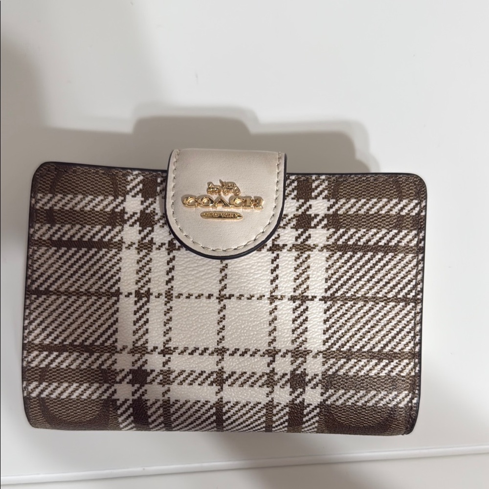 Coach Brown and Cream Plaid Women's Wallet